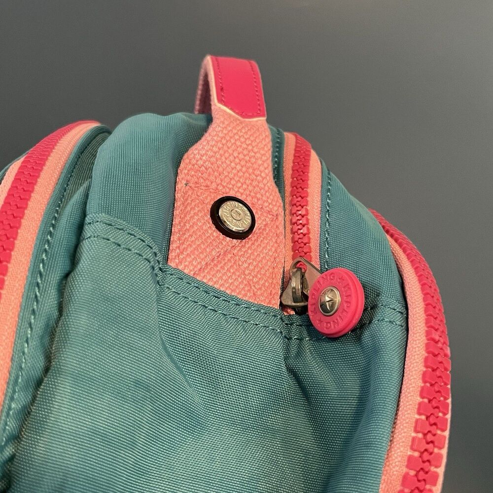 Kipling Seoul Laptop XL Backpack Striking Blue Pink Trim Plush Charm 17” NWT - Picture 4 of 12